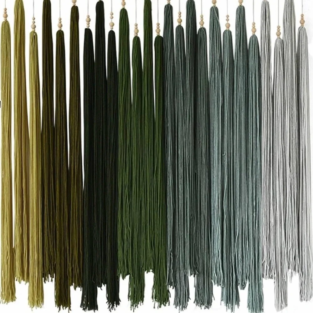 NEW Anthropologie XL Green Boho Tapestry Macrame Dyed Yarn Wall Hanging 40 x 45
